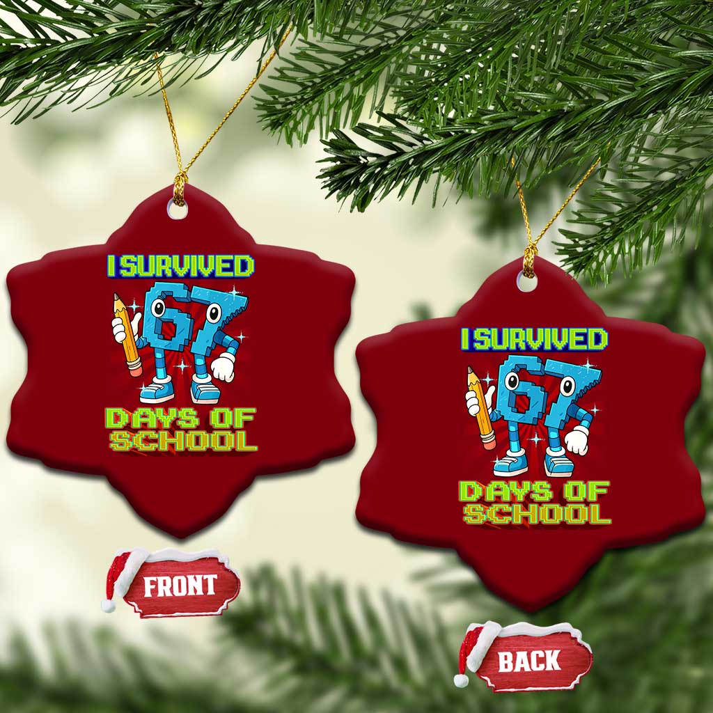 Funny I Survived 67 Days Of School Ceramic Ornament Six Seven Meme Pixel Game Gen Alpha - Wonder Print Shop