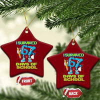 Funny I Survived 67 Days Of School Ceramic Ornament Six Seven Meme Pixel Game Gen Alpha - Wonder Print Shop