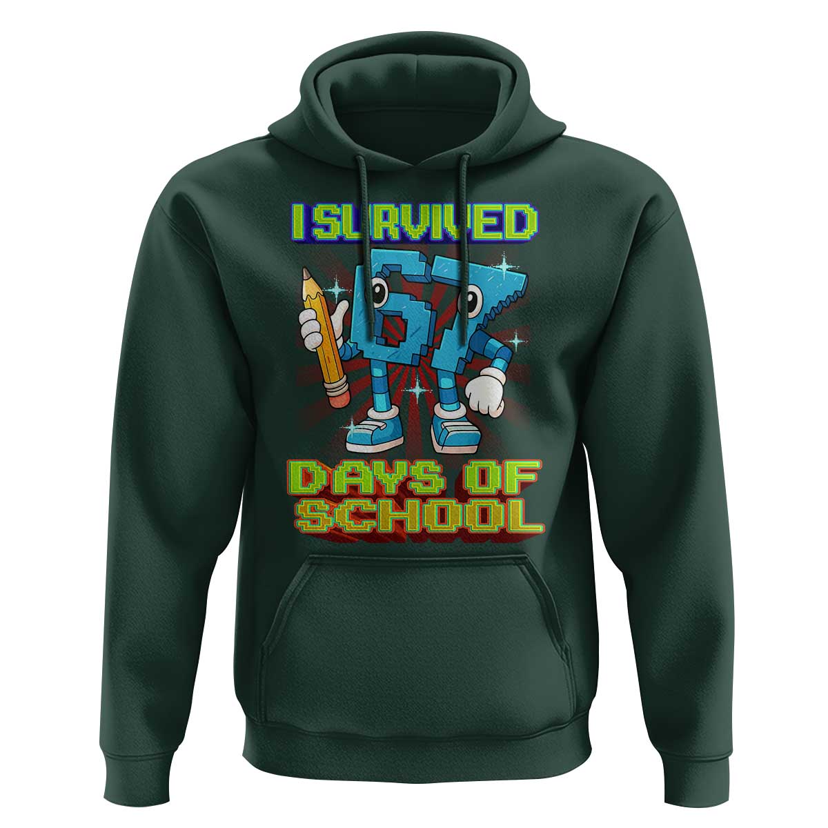 Funny I Survived 67 Days Of School Hoodie Six Seven Meme Pixel Game Gen Alpha - Wonder Print Shop