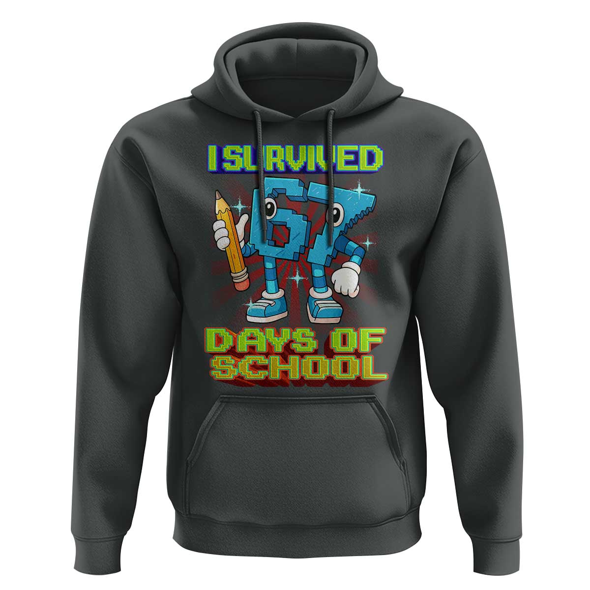 Funny I Survived 67 Days Of School Hoodie Six Seven Meme Pixel Game Gen Alpha - Wonder Print Shop
