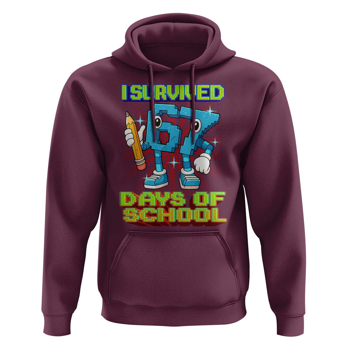 Funny I Survived 67 Days Of School Hoodie Six Seven Meme Pixel Game Gen Alpha - Wonder Print Shop