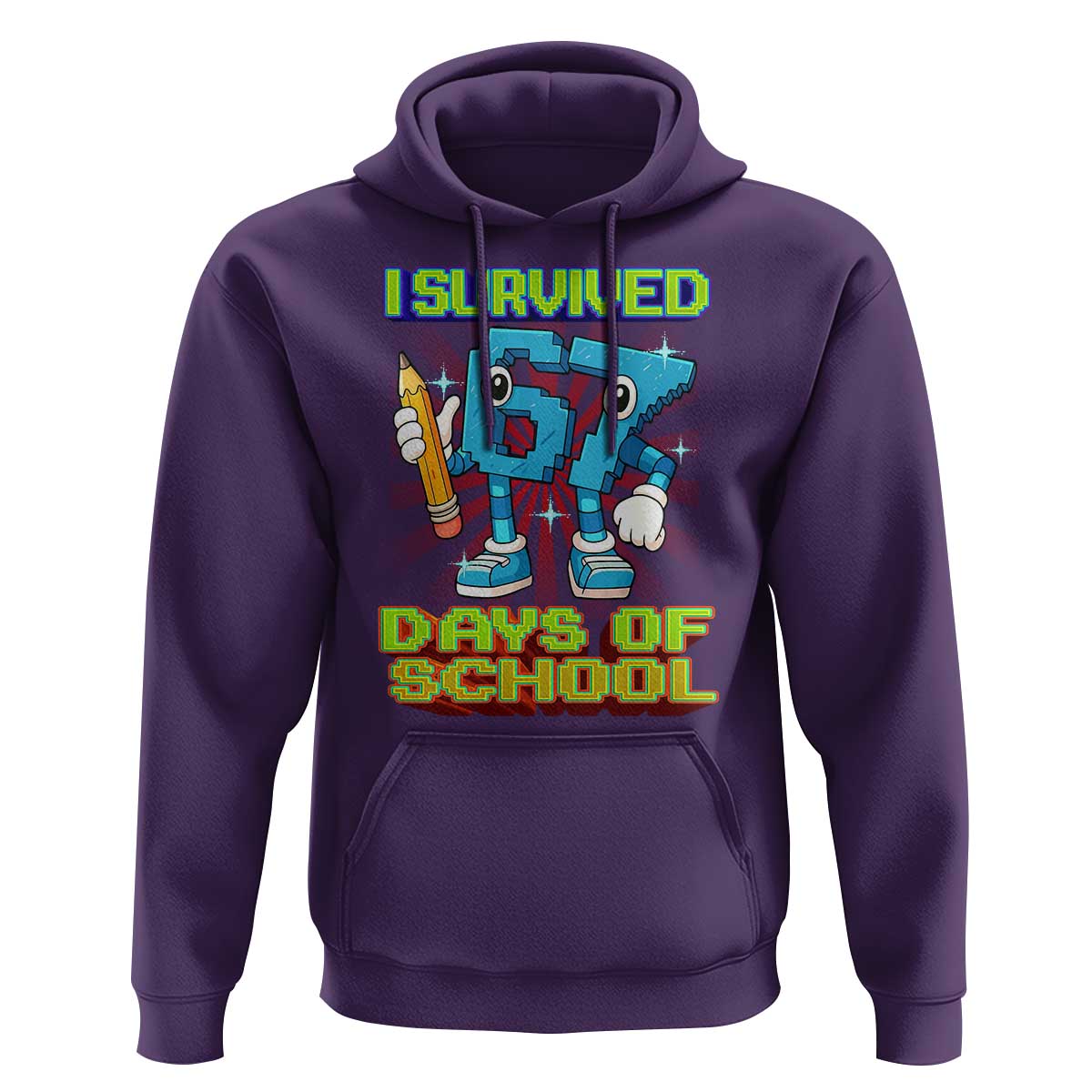 Funny I Survived 67 Days Of School Hoodie Six Seven Meme Pixel Game Gen Alpha - Wonder Print Shop