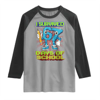 Funny I Survived 67 Days Of School Raglan Shirt Six Seven Meme Pixel Game Gen Alpha - Wonder Print Shop
