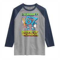 Funny I Survived 67 Days Of School Raglan Shirt Six Seven Meme Pixel Game Gen Alpha - Wonder Print Shop