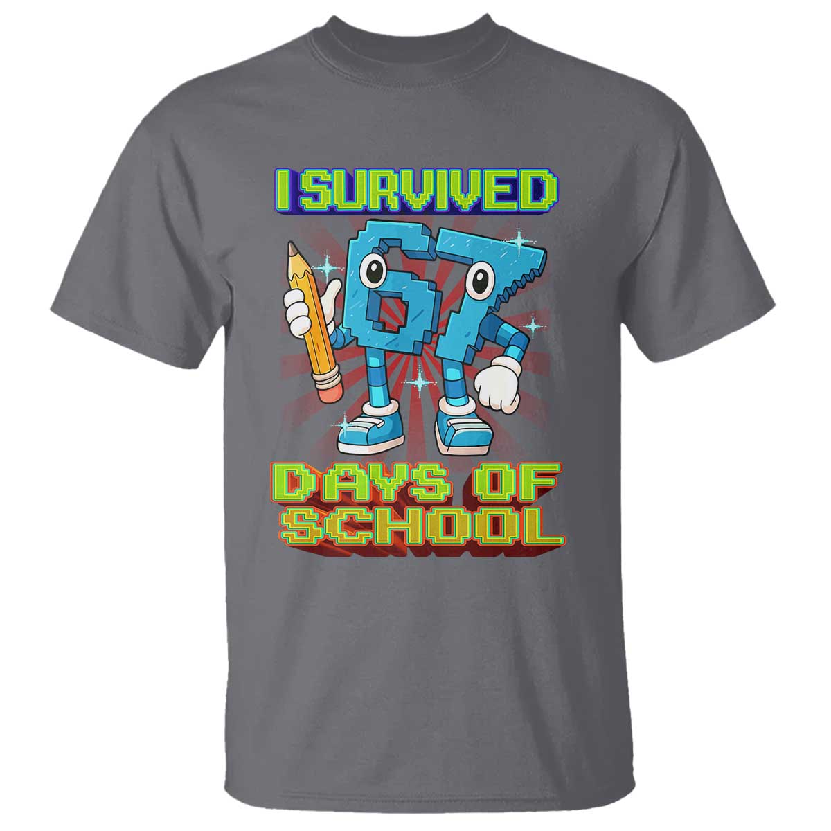 Funny I Survived 67 Days Of School T Shirt Six Seven Meme Pixel Game Gen Alpha - Wonder Print Shop