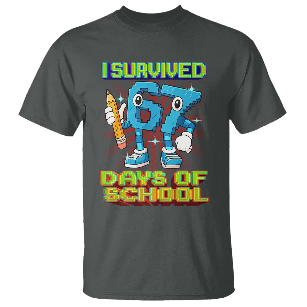 Funny I Survived 67 Days Of School T Shirt Six Seven Meme Pixel Game Gen Alpha - Wonder Print Shop