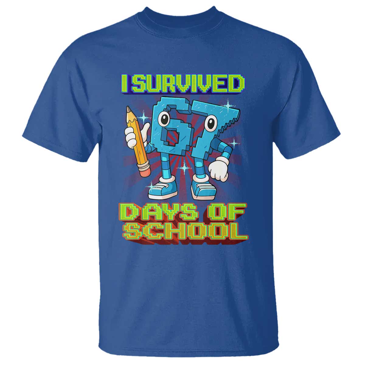 Funny I Survived 67 Days Of School T Shirt Six Seven Meme Pixel Game Gen Alpha - Wonder Print Shop