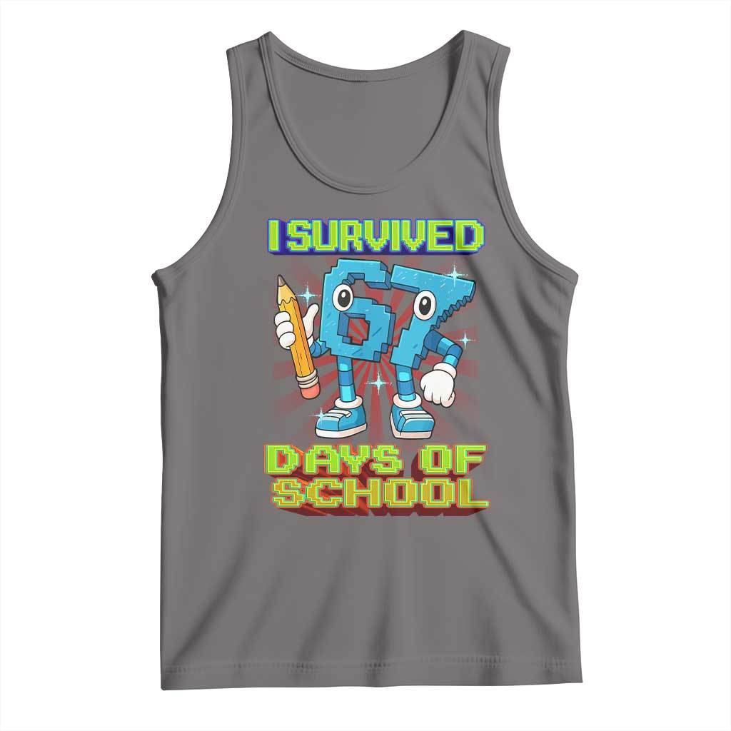 Funny I Survived 67 Days Of School Tank Top Six Seven Meme Pixel Game Gen Alpha - Wonder Print Shop