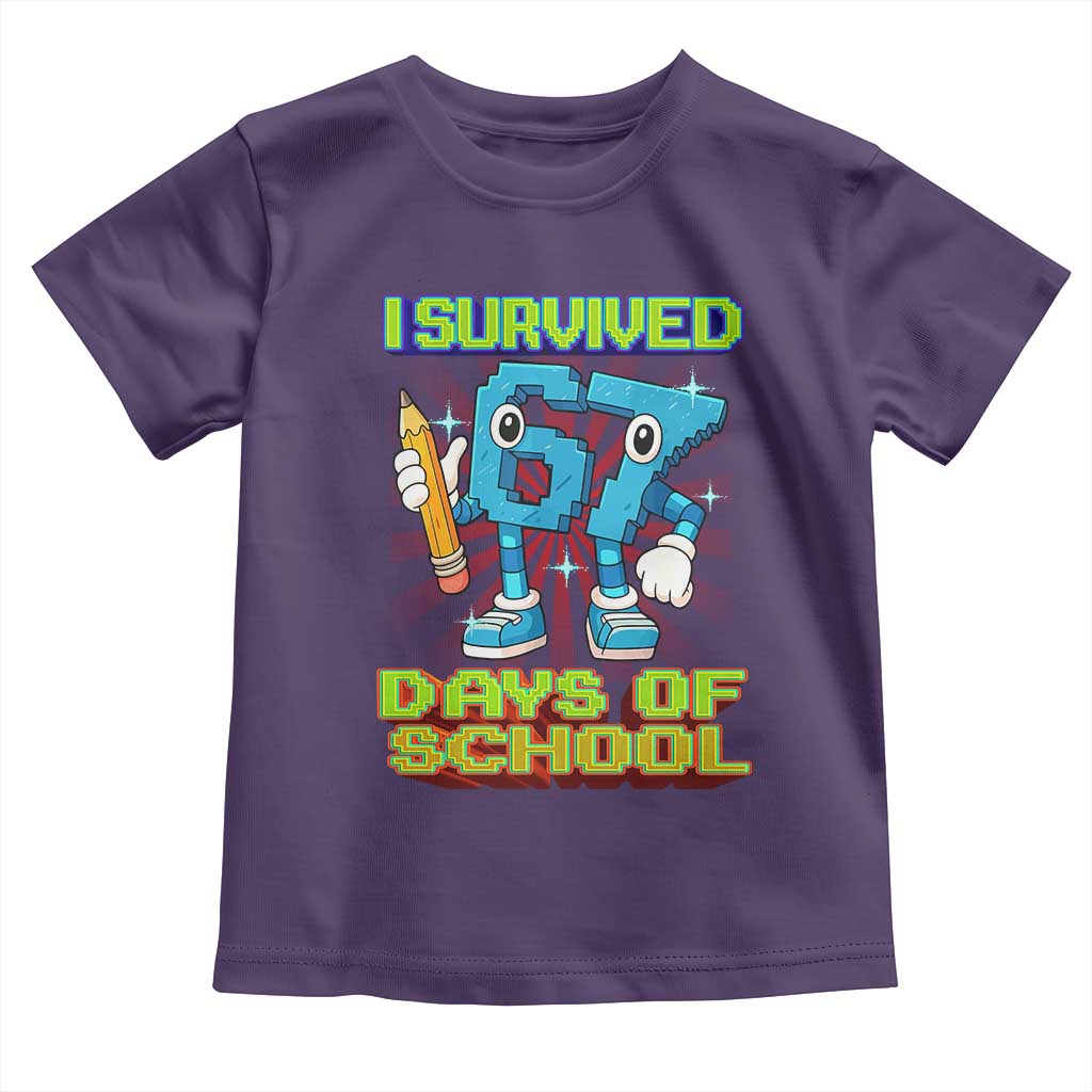 Funny I Survived 67 Days Of School Toddler T Shirt Six Seven Meme Pixel Game Gen Alpha - Wonder Print Shop