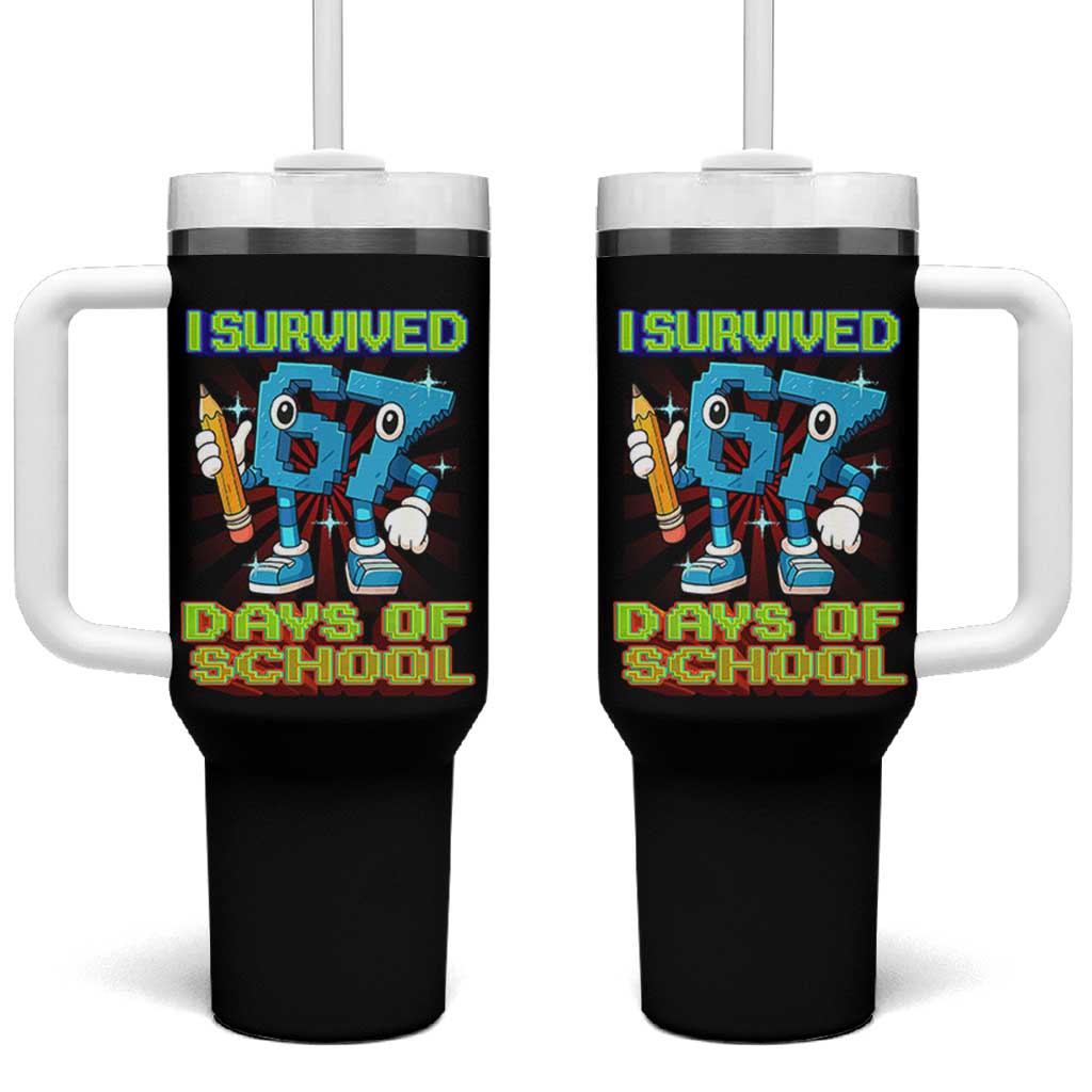 Funny I Survived 67 Days Of School Tumbler With Handle Six Seven Meme Pixel Game Gen Alpha - Wonder Print Shop