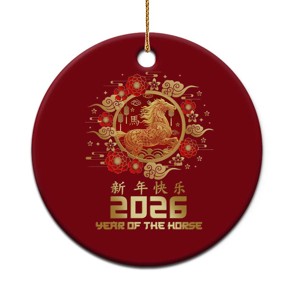 Chinese New Year 2026 Year of The Horse Ceramic Ornament Golden Zodiac Horse - Wonder Print Shop