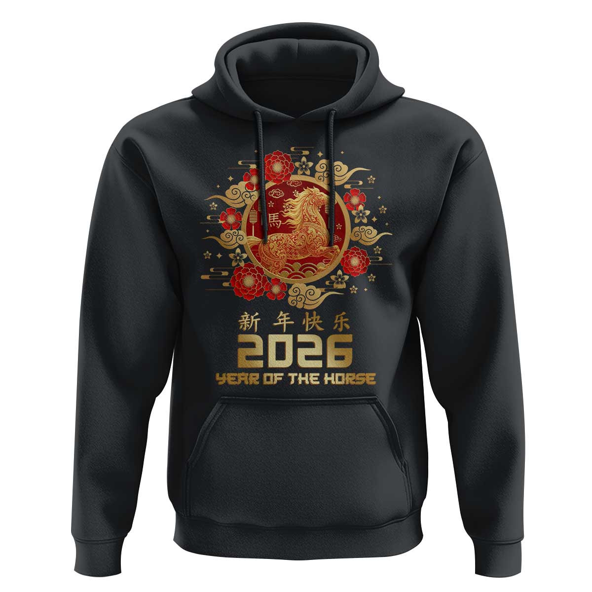 Chinese New Year 2026 Year of The Horse Hoodie Golden Zodiac Horse - Wonder Print Shop