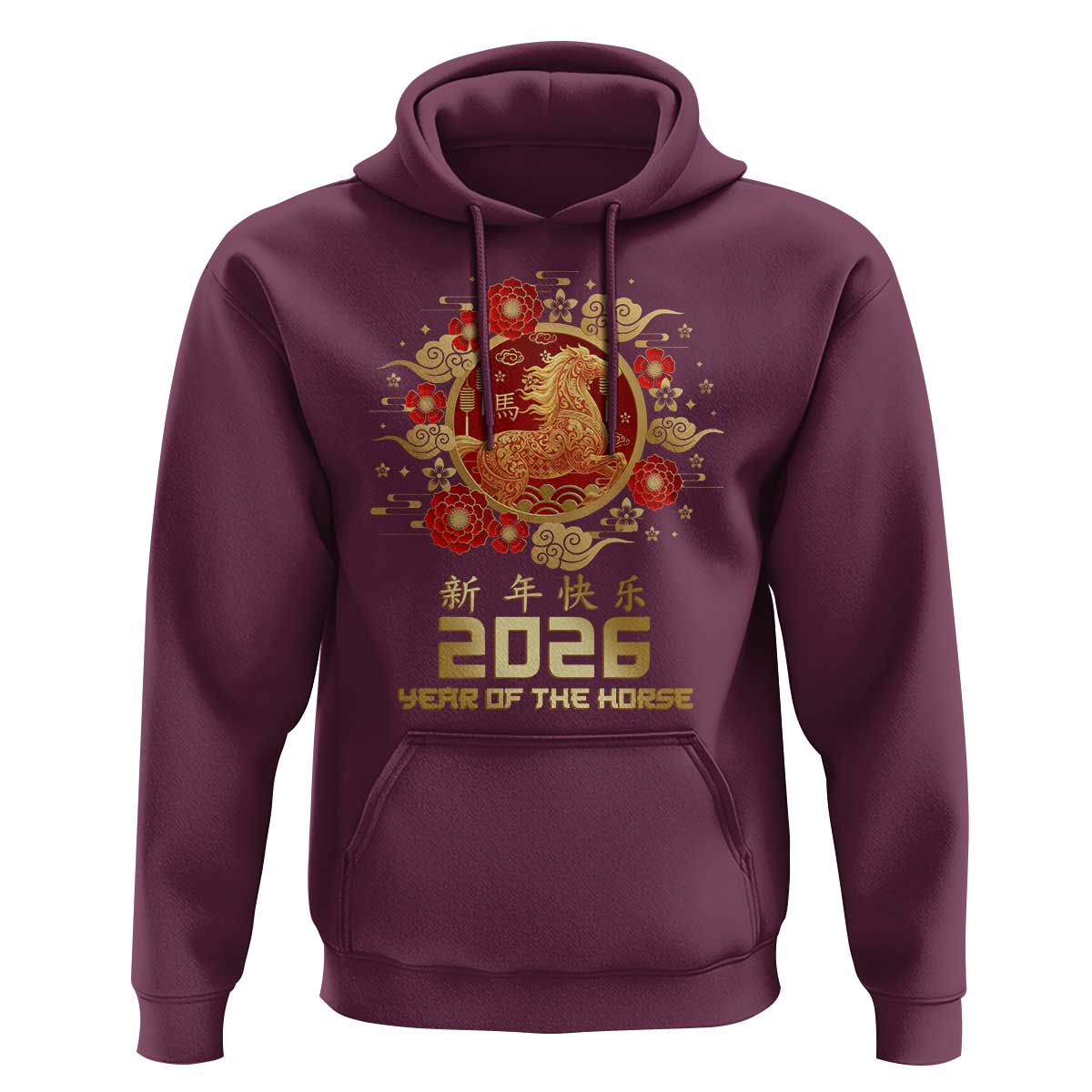 Chinese New Year 2026 Year of The Horse Hoodie Golden Zodiac Horse - Wonder Print Shop