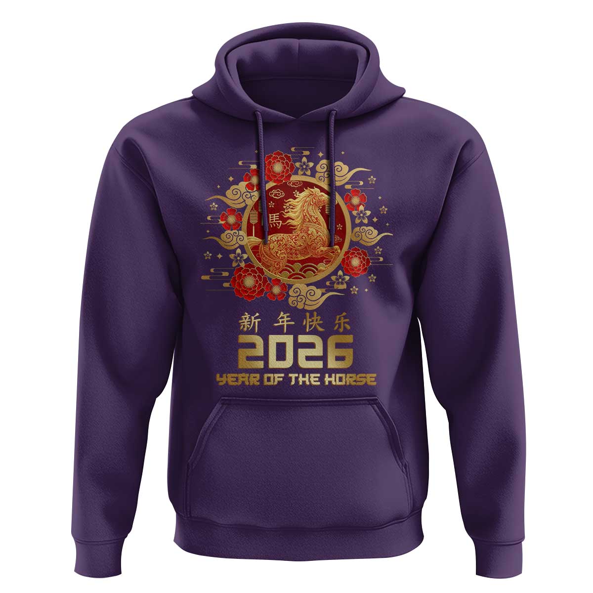 Chinese New Year 2026 Year of The Horse Hoodie Golden Zodiac Horse - Wonder Print Shop