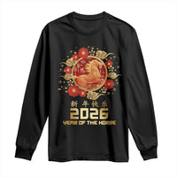 Chinese New Year 2026 Year of The Horse Long Sleeve Shirt Golden Zodiac Horse - Wonder Print Shop