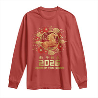 Chinese New Year 2026 Year of The Horse Long Sleeve Shirt Golden Zodiac Horse - Wonder Print Shop