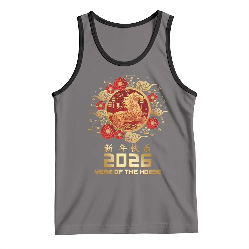 Chinese New Year 2026 Year of The Horse Tank Top Golden Zodiac Horse - Wonder Print Shop