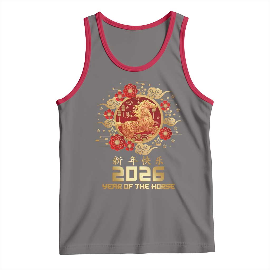 Chinese New Year 2026 Year of The Horse Tank Top Golden Zodiac Horse - Wonder Print Shop