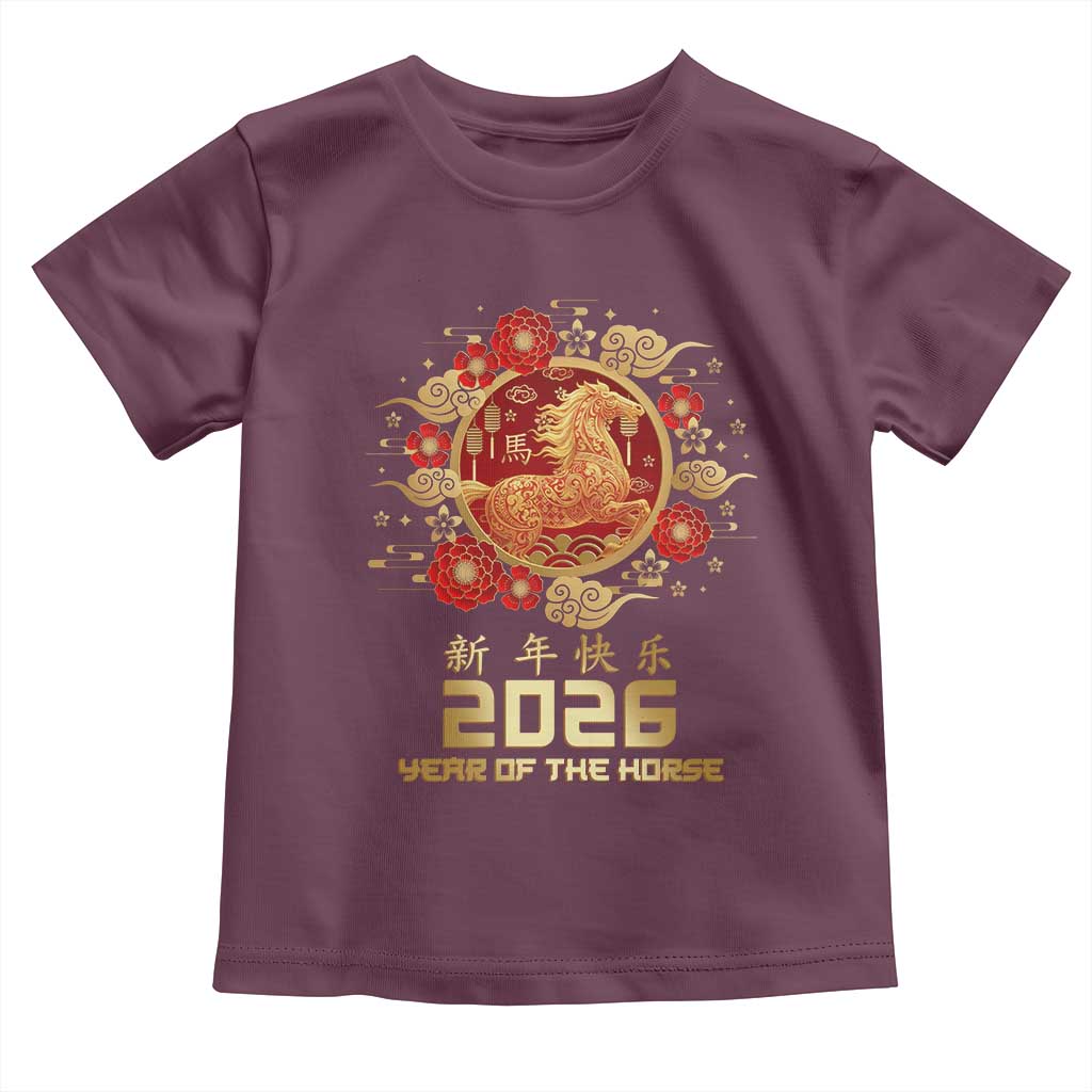Chinese New Year 2026 Year of The Horse Toddler T Shirt Golden Zodiac Horse - Wonder Print Shop