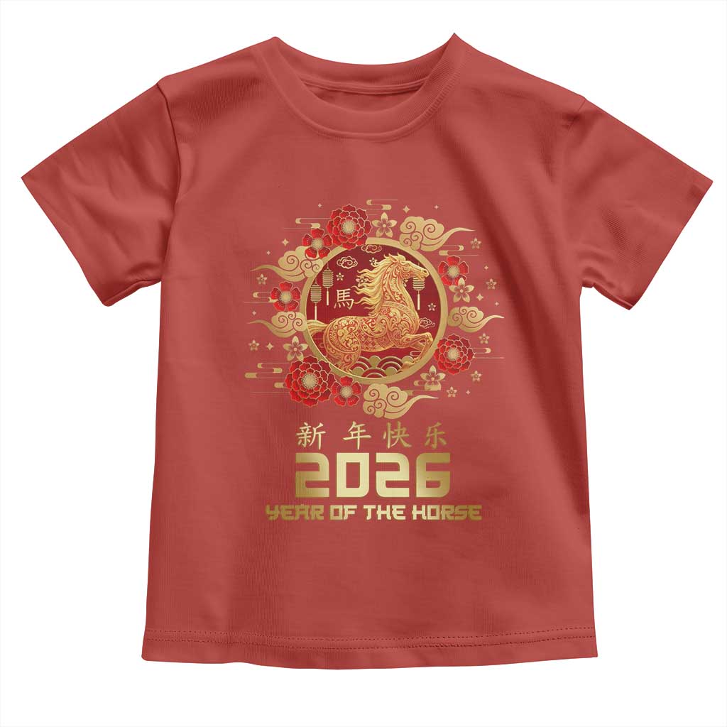 Chinese New Year 2026 Year of The Horse Toddler T Shirt Golden Zodiac Horse - Wonder Print Shop