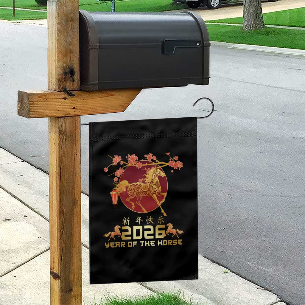 Chinese New Year 2026 Year of The Horse Garden Flag Cherry Blossom - Wonder Print Shop