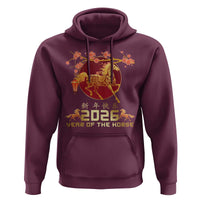 Chinese New Year 2026 Year of The Horse Hoodie Cherry Blossom - Wonder Print Shop