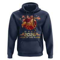 Chinese New Year 2026 Year of The Horse Hoodie Cherry Blossom - Wonder Print Shop