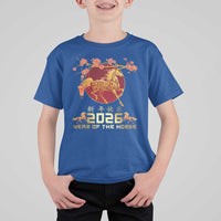 Chinese New Year 2026 Year of The Horse T Shirt For Kid Cherry Blossom - Wonder Print Shop