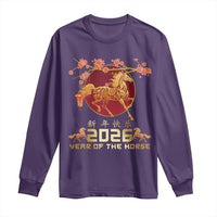 Chinese New Year 2026 Year of The Horse Long Sleeve Shirt Cherry Blossom - Wonder Print Shop