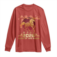 Chinese New Year 2026 Year of The Horse Long Sleeve Shirt Cherry Blossom - Wonder Print Shop