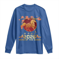 Chinese New Year 2026 Year of The Horse Long Sleeve Shirt Cherry Blossom - Wonder Print Shop