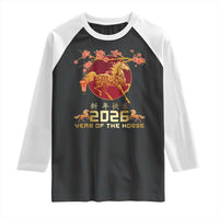 Chinese New Year 2026 Year of The Horse Raglan Shirt Cherry Blossom - Wonder Print Shop
