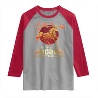 Chinese New Year 2026 Year of The Horse Raglan Shirt Cherry Blossom - Wonder Print Shop
