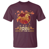 Chinese New Year 2026 Year of The Horse T Shirt Cherry Blossom - Wonder Print Shop