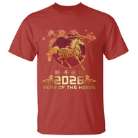 Chinese New Year 2026 Year of The Horse T Shirt Cherry Blossom - Wonder Print Shop