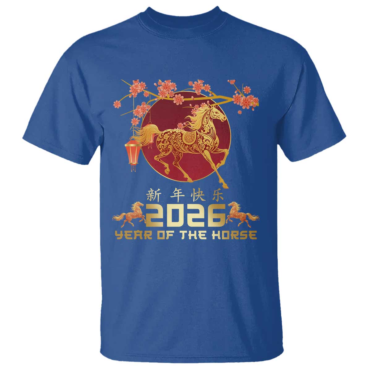 Chinese New Year 2026 Year of The Horse T Shirt Cherry Blossom - Wonder Print Shop