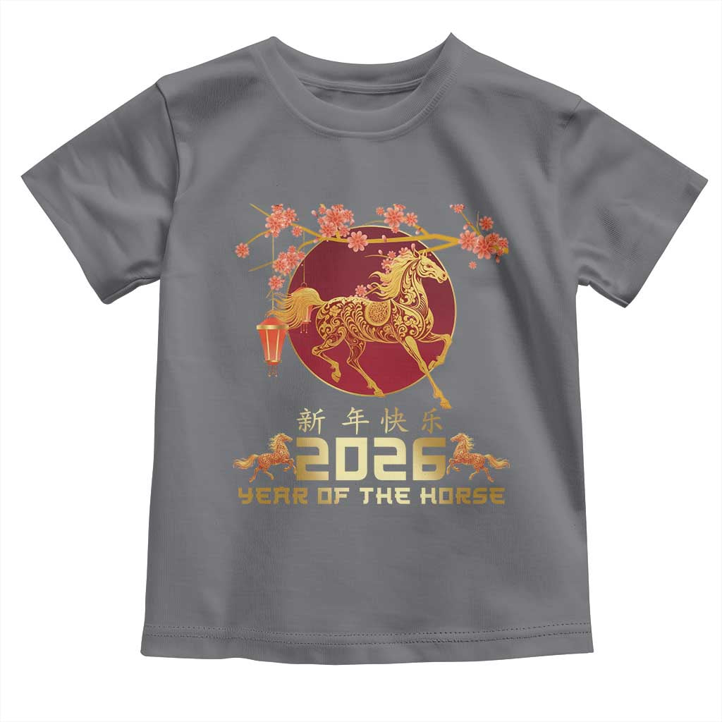 Chinese New Year 2026 Year of The Horse Toddler T Shirt Cherry Blossom - Wonder Print Shop