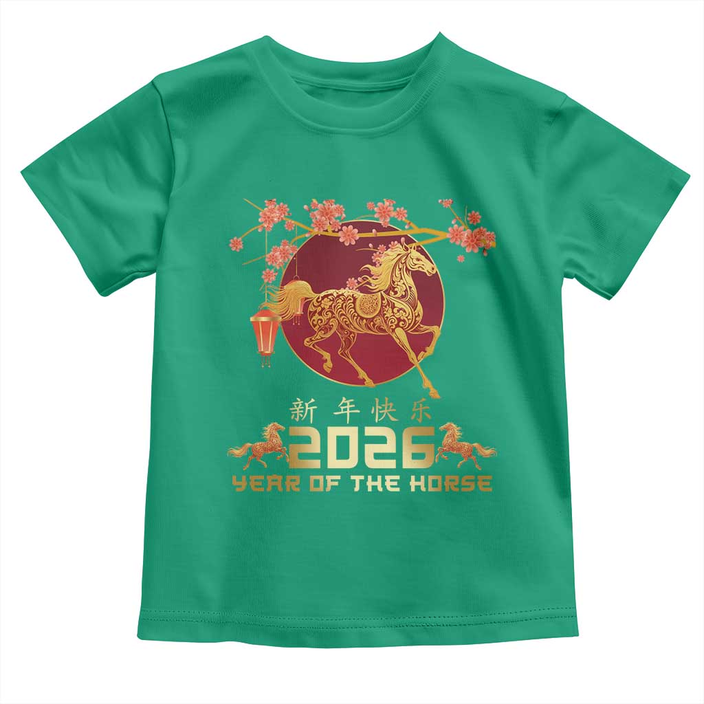 Chinese New Year 2026 Year of The Horse Toddler T Shirt Cherry Blossom - Wonder Print Shop