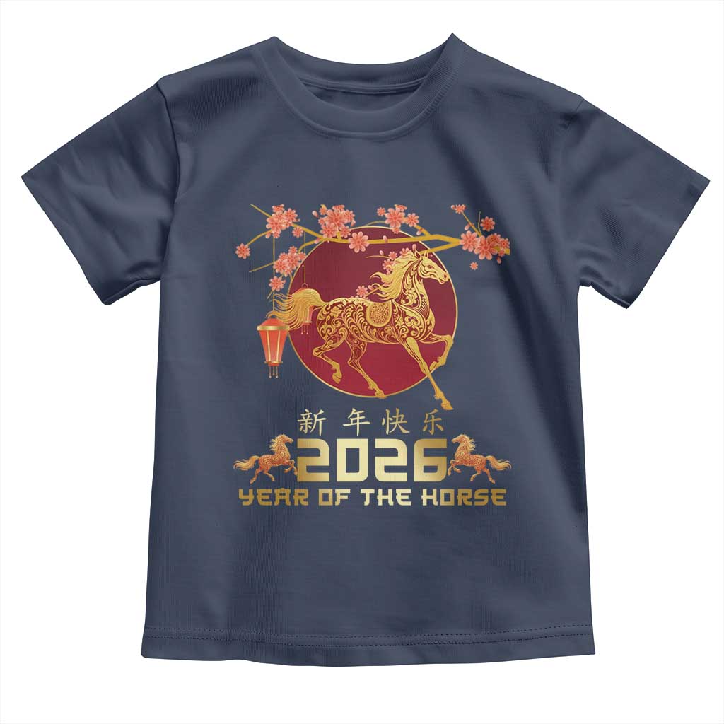 Chinese New Year 2026 Year of The Horse Toddler T Shirt Cherry Blossom - Wonder Print Shop