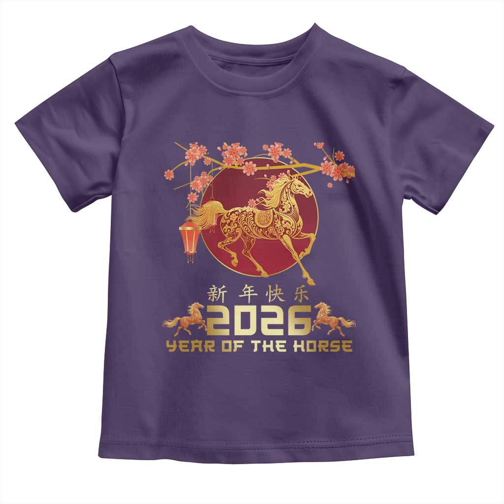 Chinese New Year 2026 Year of The Horse Toddler T Shirt Cherry Blossom - Wonder Print Shop