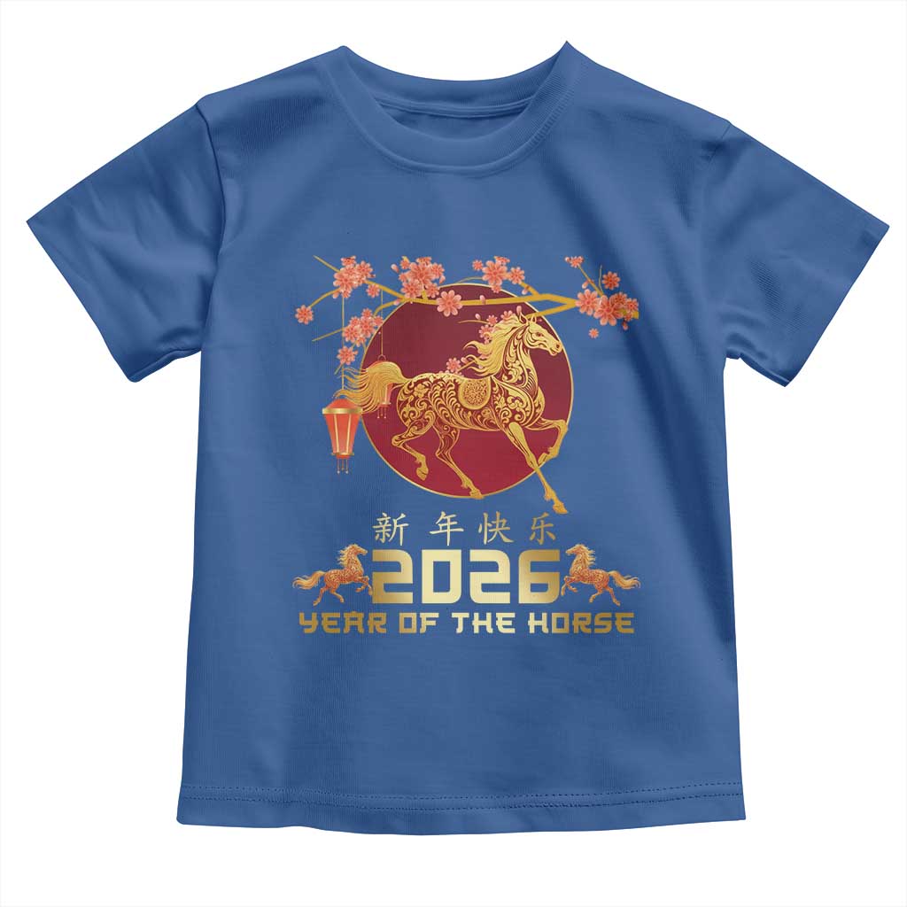 Chinese New Year 2026 Year of The Horse Toddler T Shirt Cherry Blossom - Wonder Print Shop