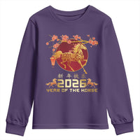 Chinese New Year 2026 Year of The Horse Youth Sweatshirt Cherry Blossom - Wonder Print Shop