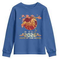 Chinese New Year 2026 Year of The Horse Youth Sweatshirt Cherry Blossom - Wonder Print Shop