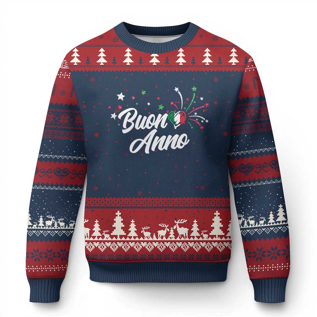 Funny Buon Anno Itlalian New Year Ugly Christmas Sweater Italy Heart - Wonder Print Shop