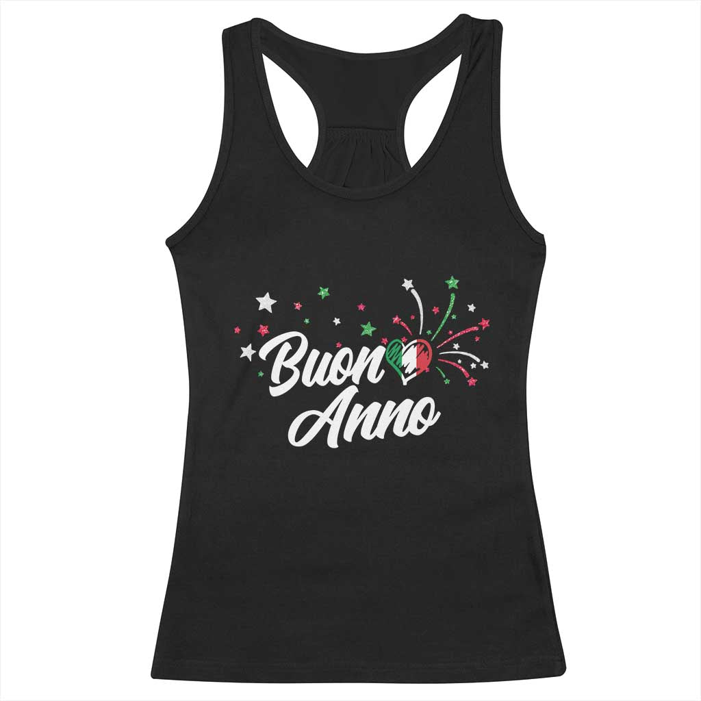 Funny Buon Anno Itlalian New Year Racerback Tank Top Italy Heart - Wonder Print Shop