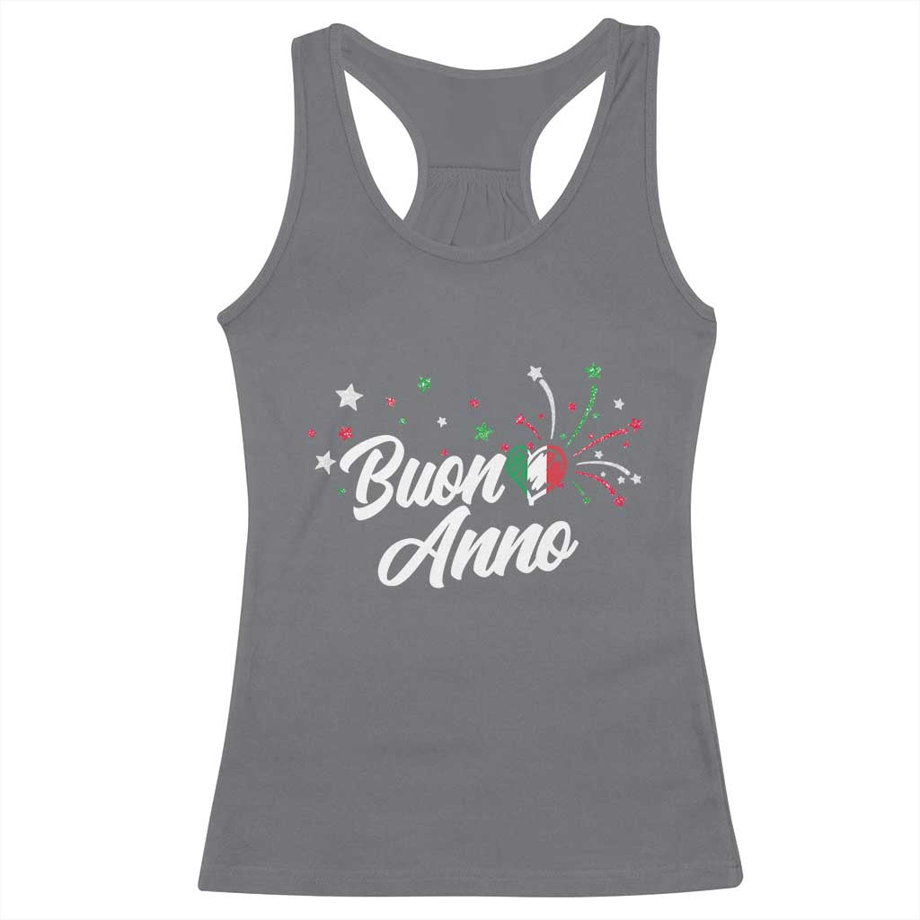 Funny Buon Anno Itlalian New Year Racerback Tank Top Italy Heart - Wonder Print Shop