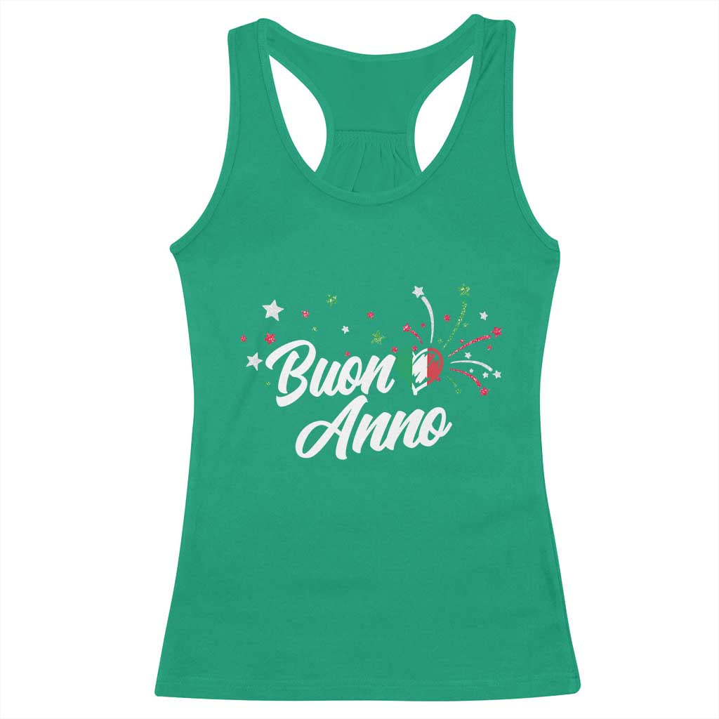 Funny Buon Anno Itlalian New Year Racerback Tank Top Italy Heart - Wonder Print Shop
