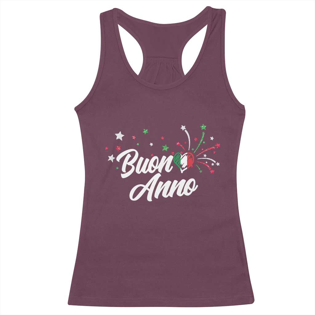 Funny Buon Anno Itlalian New Year Racerback Tank Top Italy Heart - Wonder Print Shop