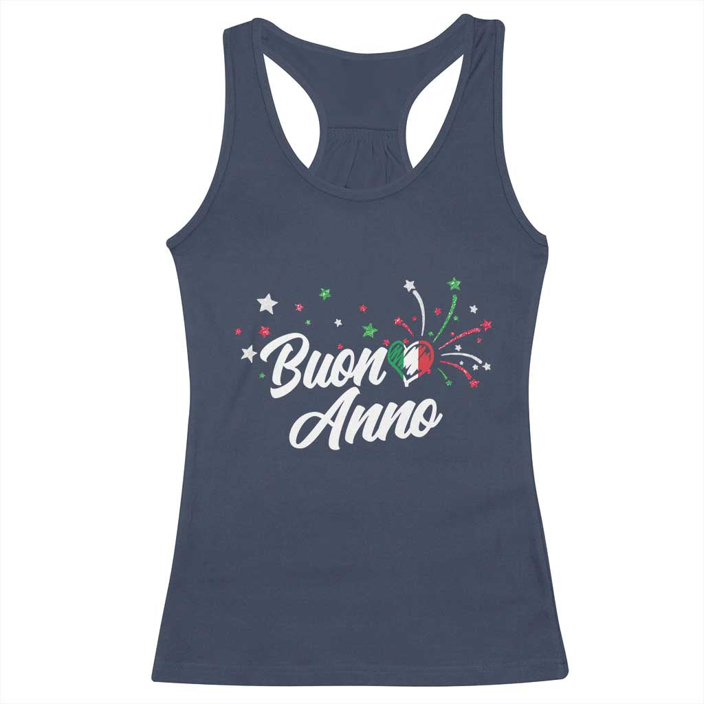Funny Buon Anno Itlalian New Year Racerback Tank Top Italy Heart - Wonder Print Shop