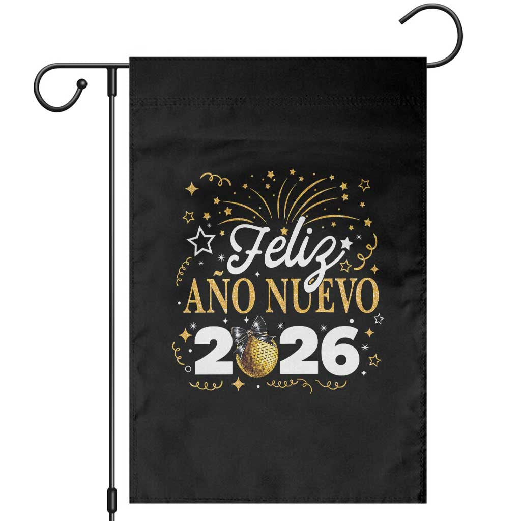 Spanish New Year 2026 Garden Flag Feliz Ano Nuevo NYE Party Faux Glitter Effect Printed - Wonder Print Shop
